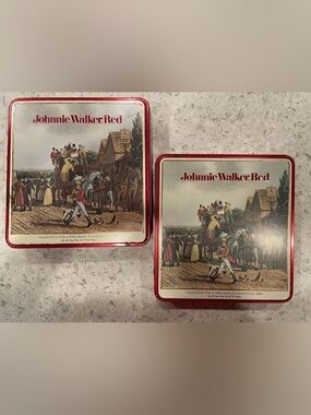 Set of 2 - Vintage Collectible Johnnie Walker Red Square Tins